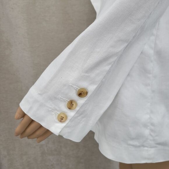 EVEREVE Stanton White Linen Blend Double Breasted Blazer Women's Small - Picture 2 of 11